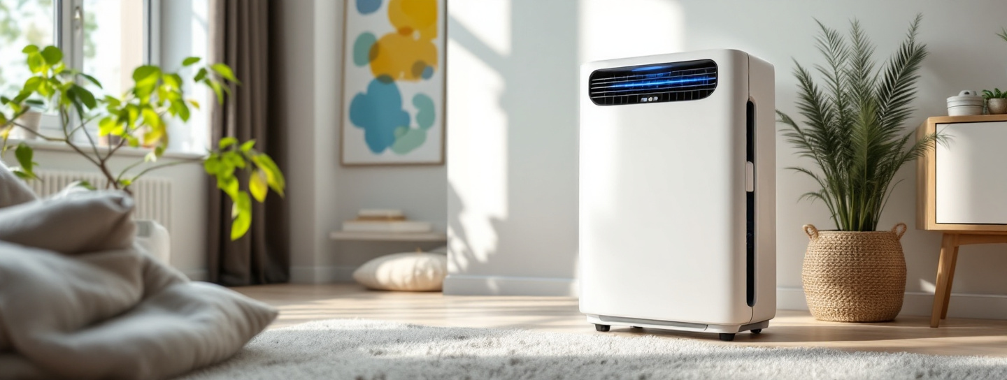 Elektrischer Luftentfeuchter im Wohnraum gegen hohe Luftfeuchtigkeit