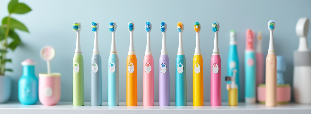 Bunte elektrische Kinderzahnbürsten